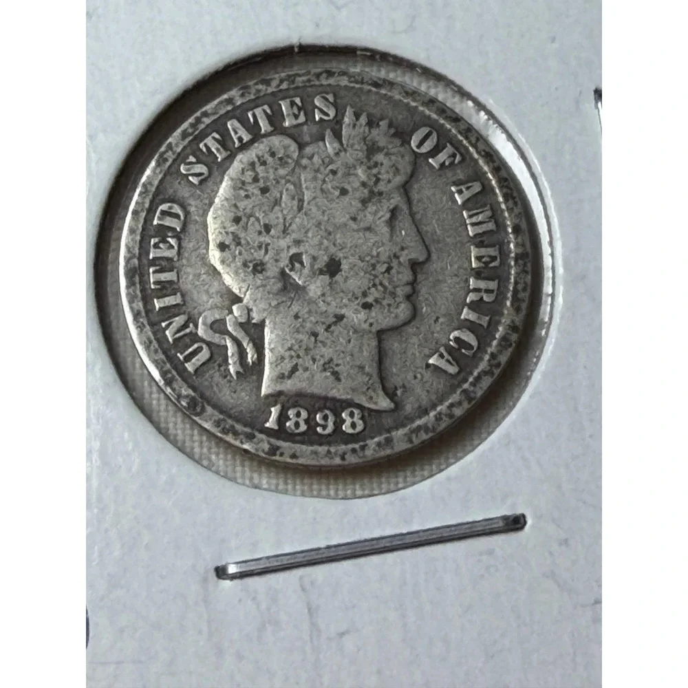 Lot of 4 US Barber Silver Dimes 1898-P 1900-S 1908-D 1915-S 90% Silver Coins